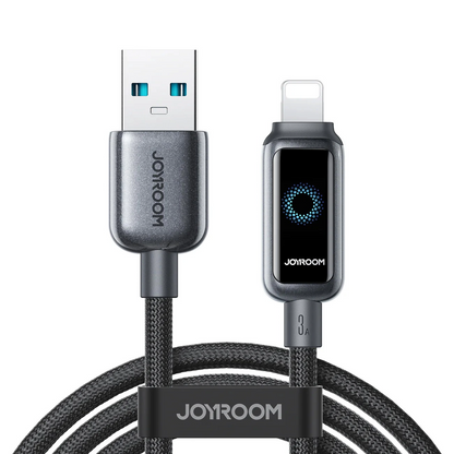 Data- en Oplaadkabel USB-A - Lightning Joyroom S-A55 StarFlight Display, 18W, 1.2m, Zwart
