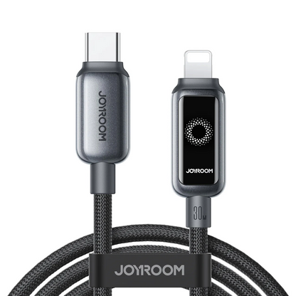 USB-C - Lightning Data- en Oplaadkabel Joyroom S-A55 StarFlight Display, 30W, 1.2m, Zwart