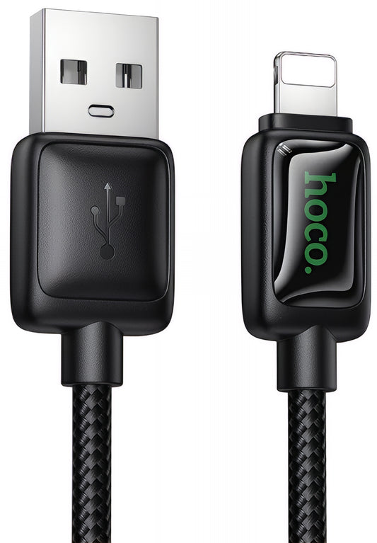 USB-A - Lightning Data- en Oplaadkabel HOCO U146, 12W, 1.2m, Zwart