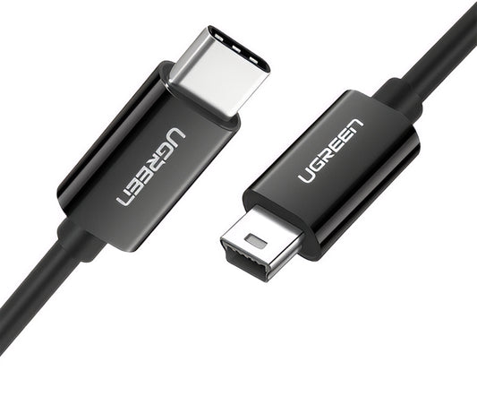 USB-C - miniUSB Data- en Oplaadkabel UGREEN US242, 18W, 1m, Zwart