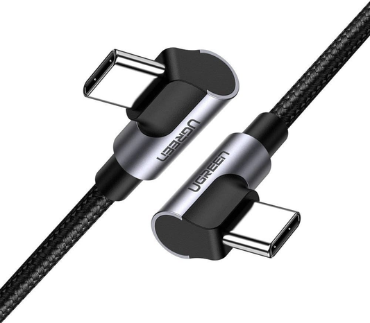 USB-C Data- en Oplaadkabel - USB-C UGREEN US323 Angled, 60W, 2m, Zwart