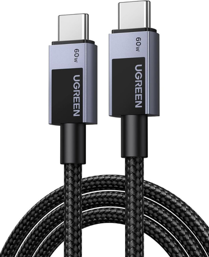 USB-C Data- en Oplaadkabel - USB-C UGREEN L524, 60W, 2m, Gri