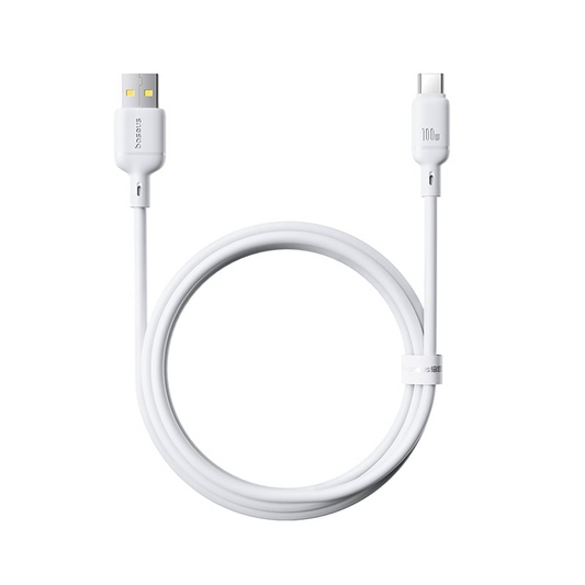 Data- en Oplaadkabel USB-A - USB-C Baseus Silky, 100W, 1m, Wit P10377703213-00
