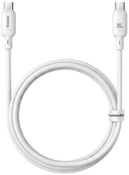 USB-C Data- en Oplaadkabel - USB-C Baseus Silky, 100W, 1m, Wit P10377704213-00