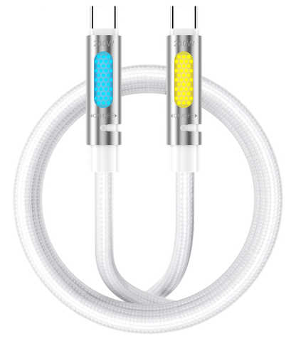 USB-C Data- en Oplaadkabel - USB-C BWOO X325C-C Led, 240W, 1,2m, Wit