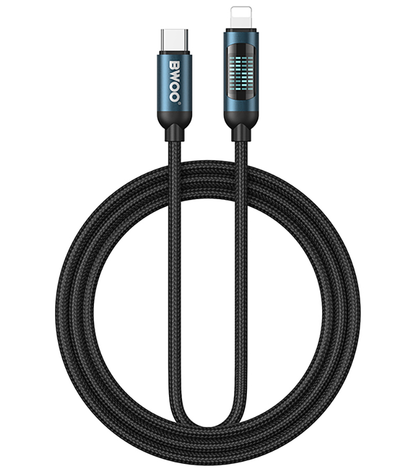 USB-C naar Lightning Data- en Oplaadkabel BWOO X305 Display, 27W, 1m, Zwart