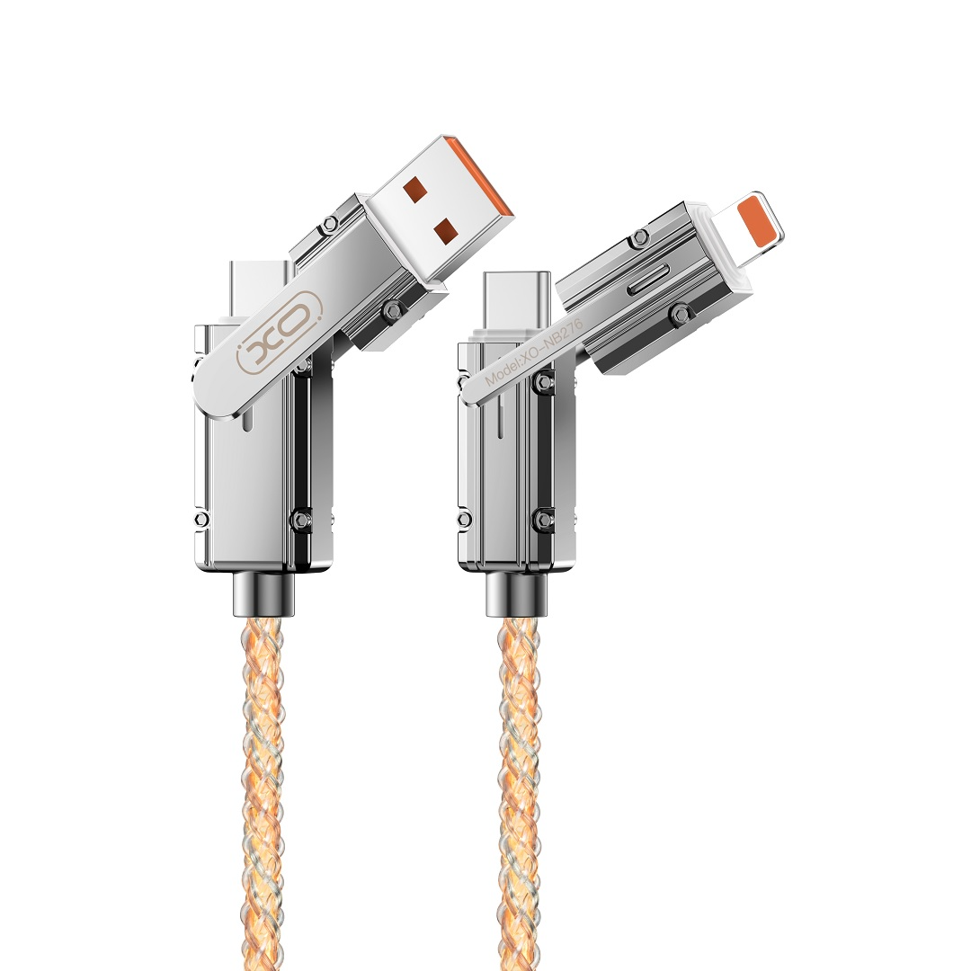Data- en Oplaadkabel USB-C / USB-A - USB-C / Lightning XO Design NB276, 60W, 1m, Gri