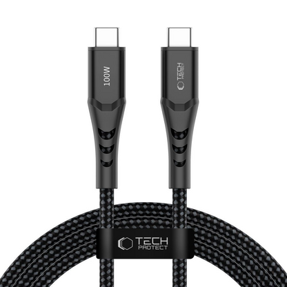 USB-C Data- en Oplaadkabel - USB-C Tech-Protect UB11T Ultraboost, 100W, 2m, Zwart