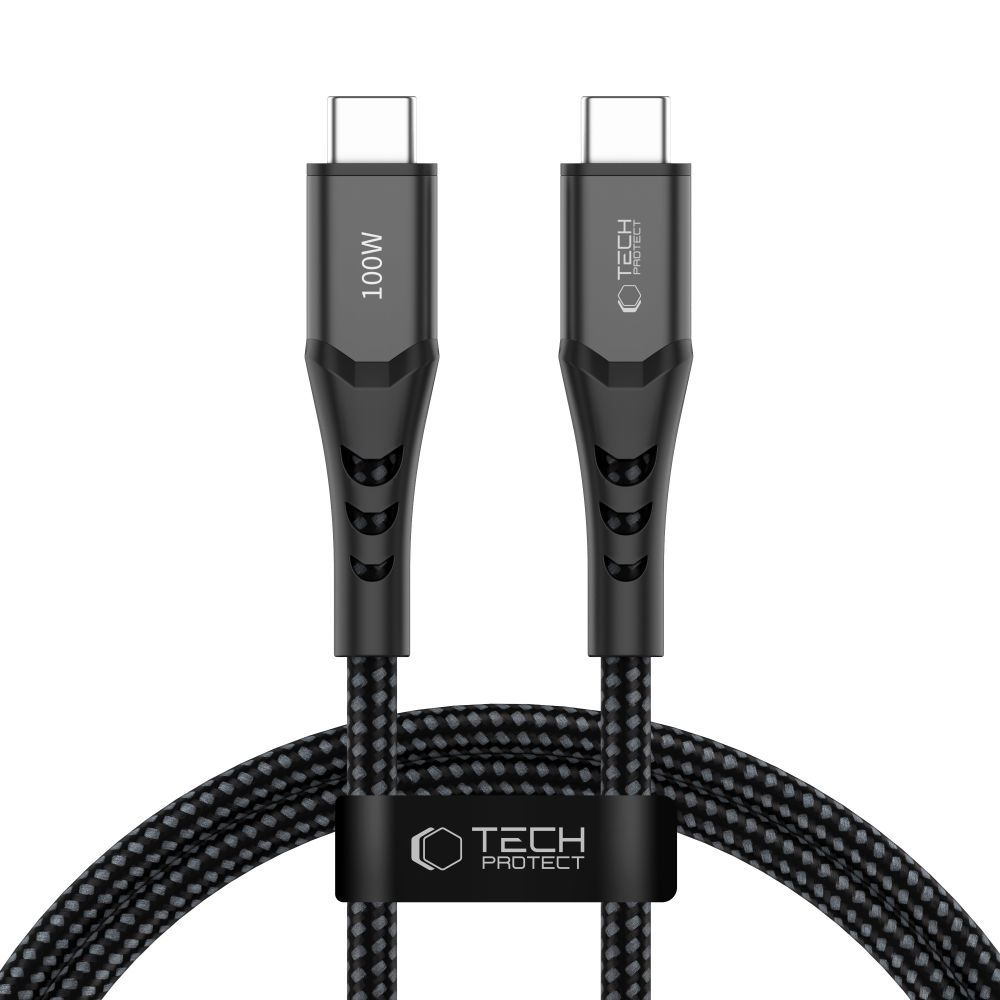 USB-C Data- en Oplaadkabel - USB-C Tech-Protect UB11T Ultraboost, 100W, 1m, Zwart