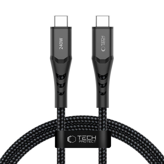 USB-C Data- en Oplaadkabel - USB-C Tech-Protect UB11T Ultraboost, 240W, 1m, Zwart