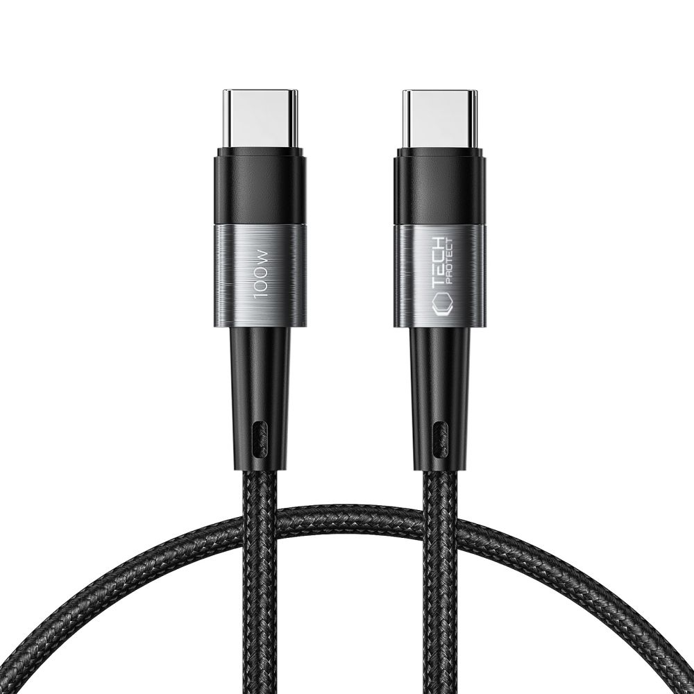 USB-C Data- en Oplaadkabel - USB-C Tech-Protect Ultraboost, 100W, 0,25m, Grijs