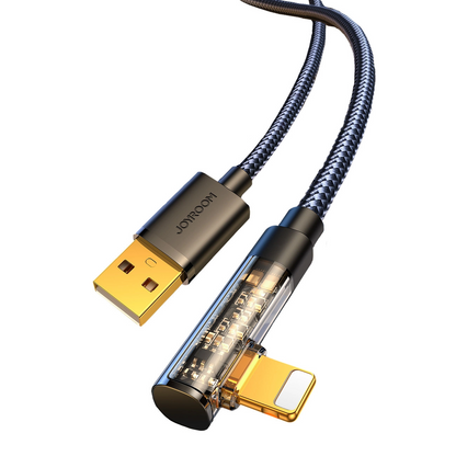 USB-A naar Lightning Data- en Oplaadkabel Joyroom S-UL012A6 Angled, 18W, 1,2m, Zwart