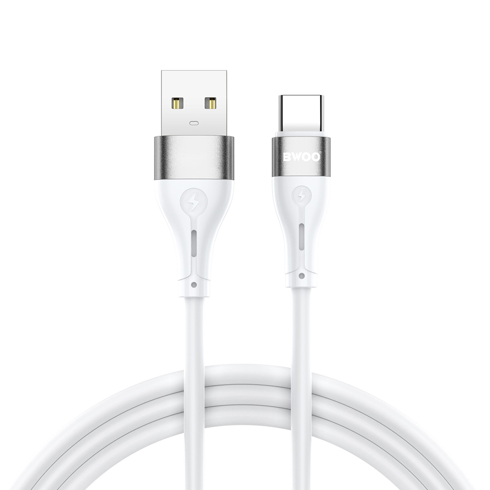 USB-A - USB-C Datakabel en Oplaadkabel BWOO X280C, 15W, 1m, Wit