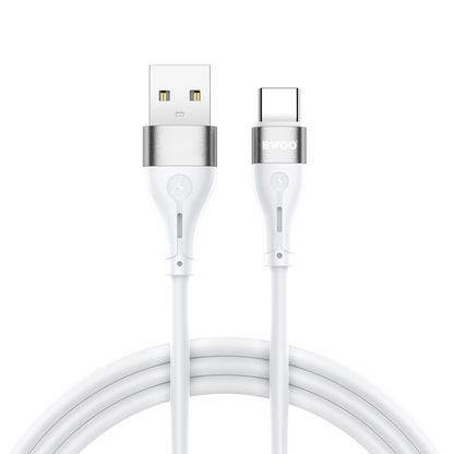 USB-A - USB-C Datakabel en Oplaadkabel BWOO X280C, 15W, 1m, Wit