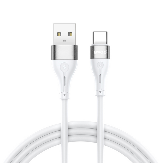 USB-A - USB-C Datakabel en Oplaadkabel BWOO X280C, 15W, 1m, Wit