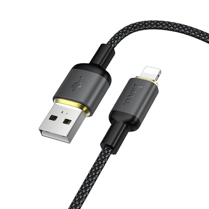 USB-A - Lightning HOCO X128 Benefit Data- en Oplaadkabel, 12W, 1m, Zwart