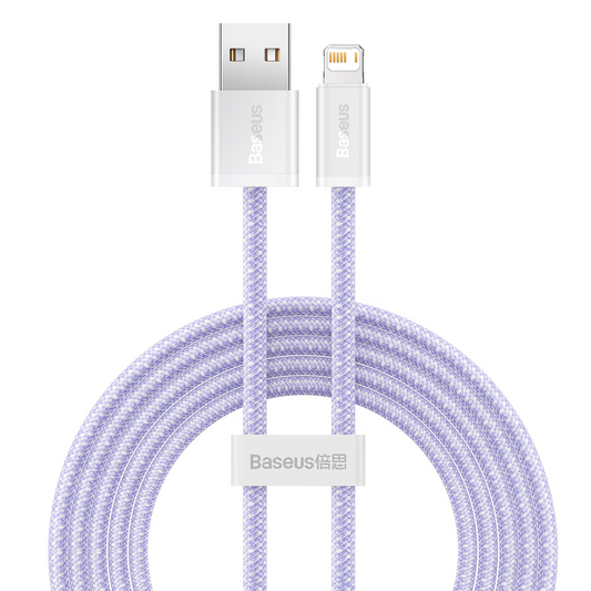 USB-A - Lightning Data- en Oplaadkabel Baseus Dynamic Series, 18W, 2m, Paars CALD000505