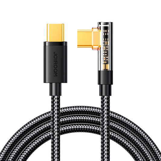 USB-C Data- en Oplaadkabel - USB-C Joyroom S-CC100A6 Angled, 100W, 1.2m, Zwart