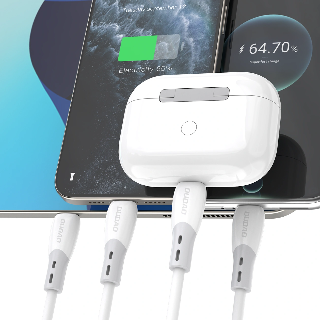 USB-C Data- en Oplaadkabel - USB-C Dudao L25SC, 60W, 1m, Wit