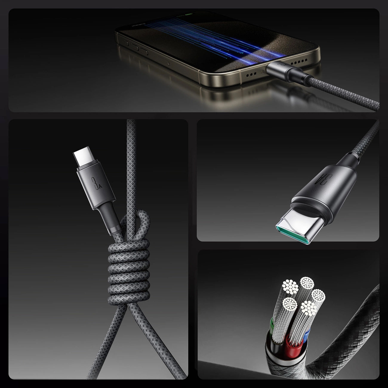 USB-A to USB-C Data and Charging Cable Joyroom S-A50, 60W, 1.2m, Gray
