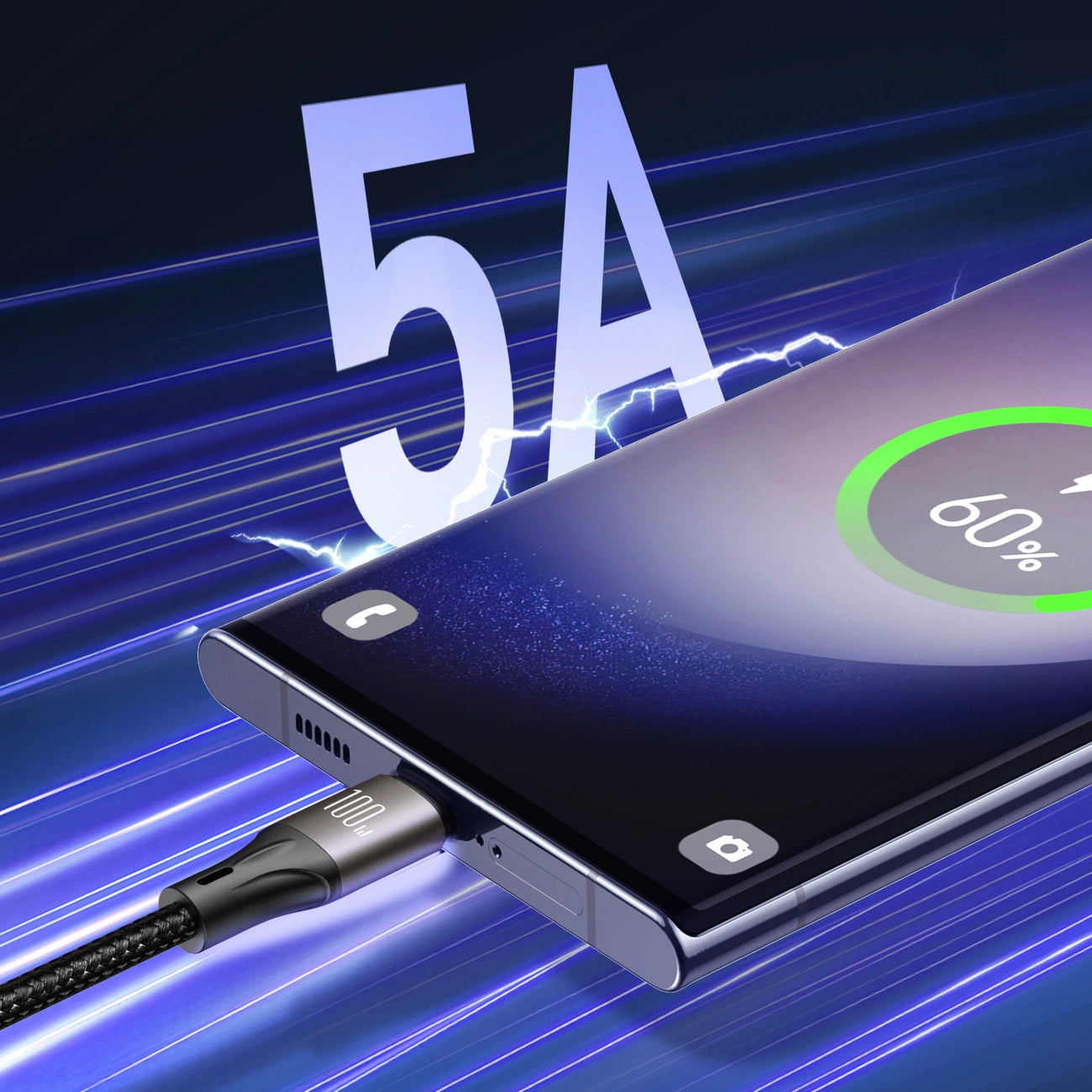 USB-C Data- en Oplaadkabel - USB-C Joyroom S-A25 Light-Speed, 100W, 1.2m, Zwart