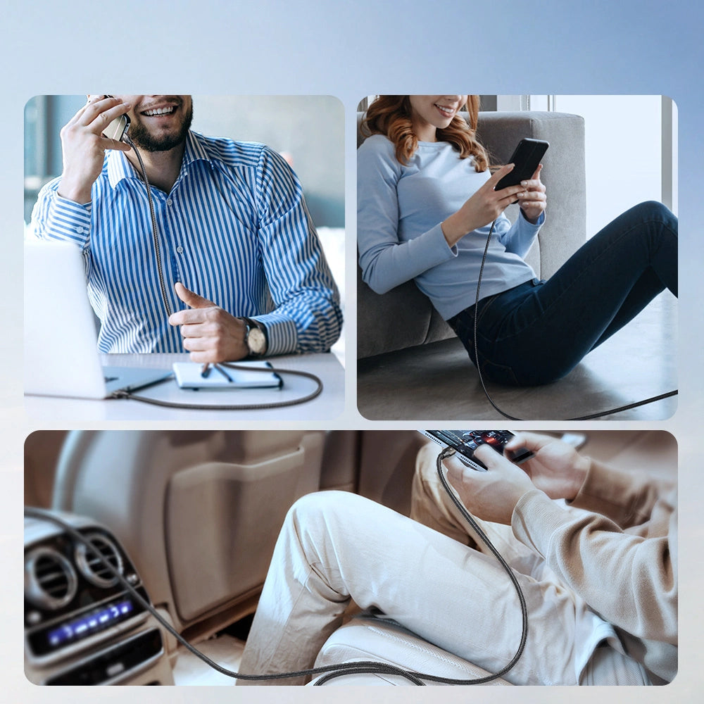 USB-C Data- en Oplaadkabel - USB-C Joyroom S-A25 Light-Speed, 100W, 1.2m, Zwart