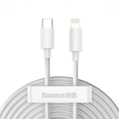 Baseus Simple Wisdom USB-C - Lightning Data and Charging Cable, 20W, 1.5m, Set of 2, White