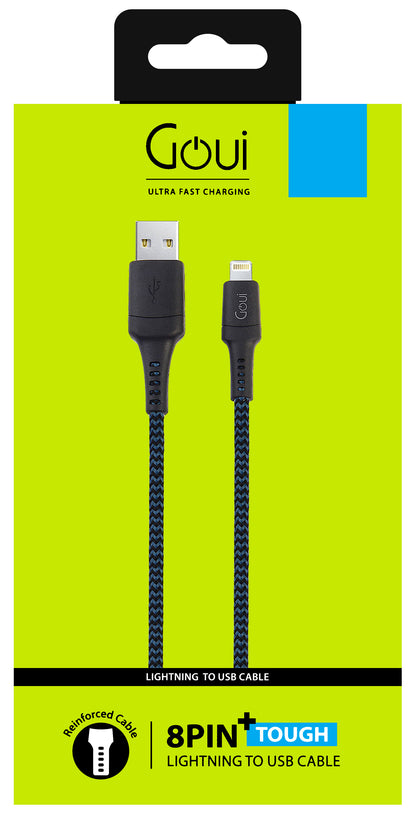 Data- en oplaadkabel USB-A - Lightning Goui Tough, 18W, 1,5m, Blauw G-LC15-8PINBK