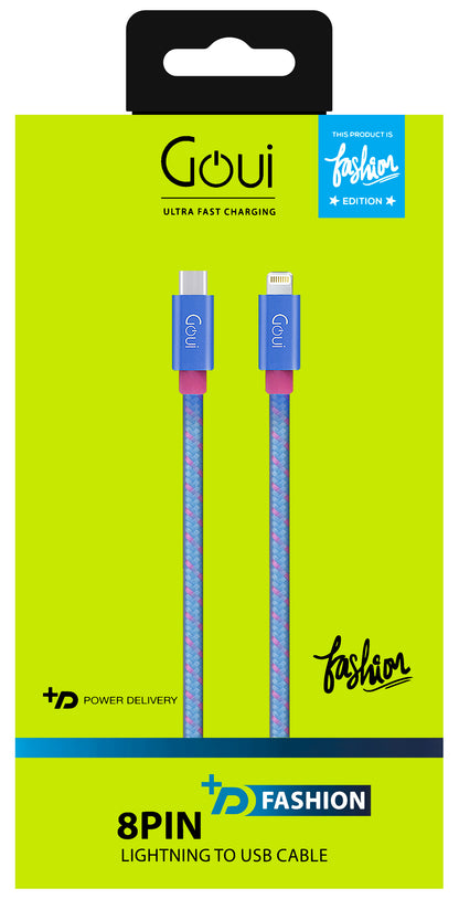 Data- en oplaadkabel USB-C - Lightning Goui Fashion, 18W, 1m, Blauw G-FASHIONC94B