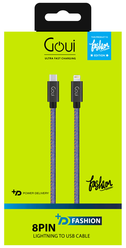 Data- en oplaadkabel USB-C - Lightning Goui Fashion, 18W, 1m, Blauw G-FASHIONC94JB