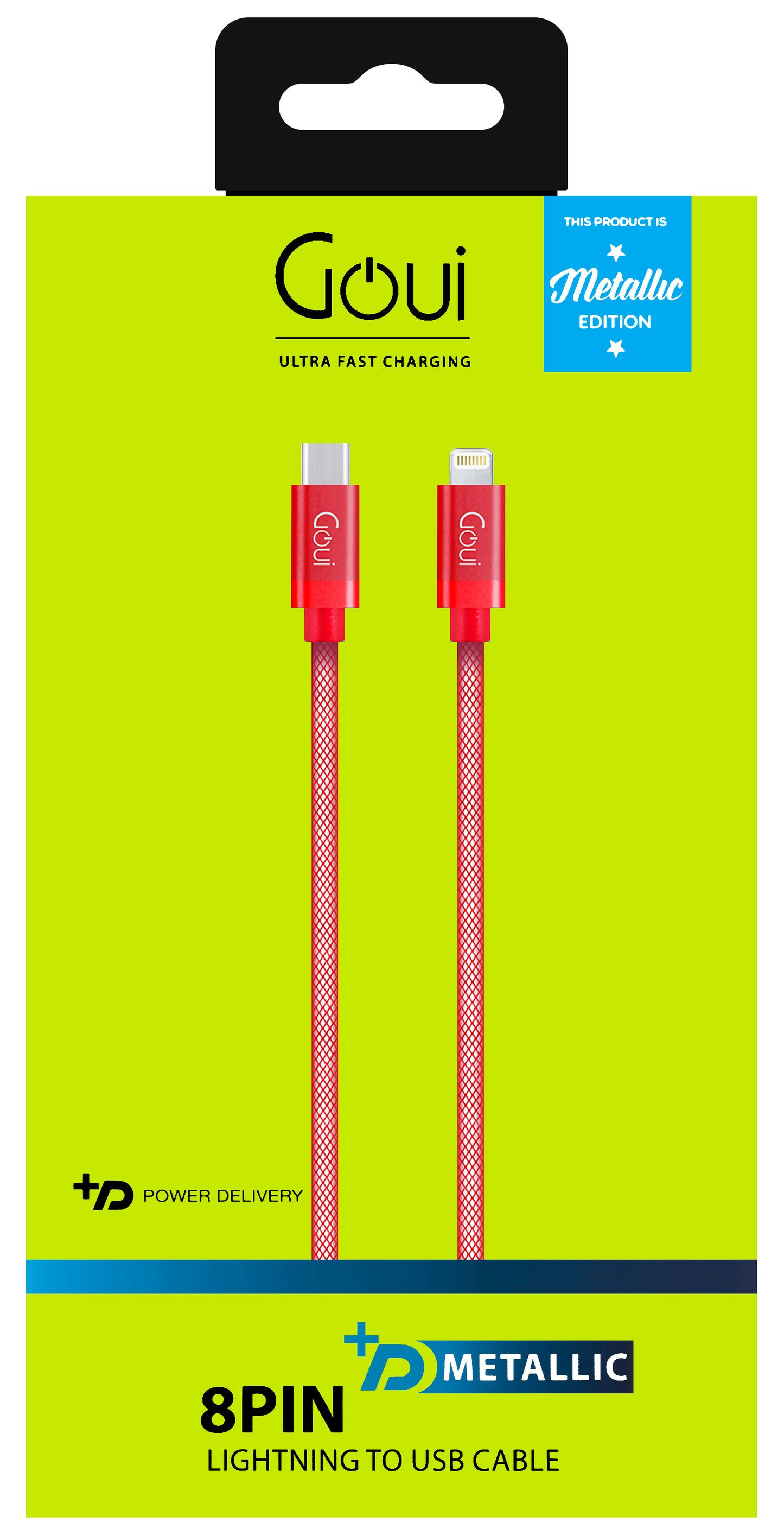 Data- en oplaadkabel USB-C - Lightning Goui Metallic, 18W, 1m, Rood G-METALLICC94-R