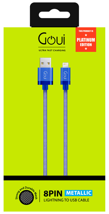 Data- en oplaadkabel USB-A - Lightning Goui Metallic, 18W, 1m, Blauw G-LC8PIN-02B