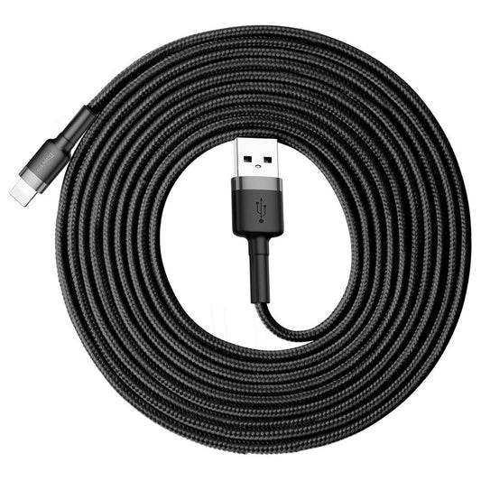 USB-A - Lightning Baseus Cafule Data- en Oplaadkabel, 18W, 3m, Grijs CALKLF-RG1
