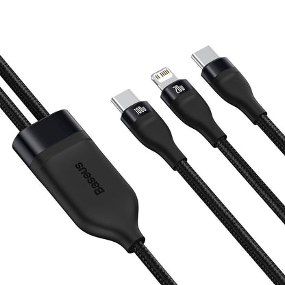USB-C - Lightning / USB-C Baseus Flash Series 2in1 Data- en Oplaadkabel, 100W, 1.2m, Zwart CA1T2-F01