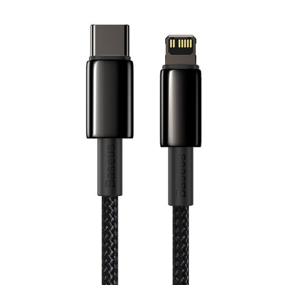 Data- en oplaadkabel USB-C - Lightning Baseus Tungsten Tungsten Gold, 20W, 2m, zwart CATLWWJ-A01