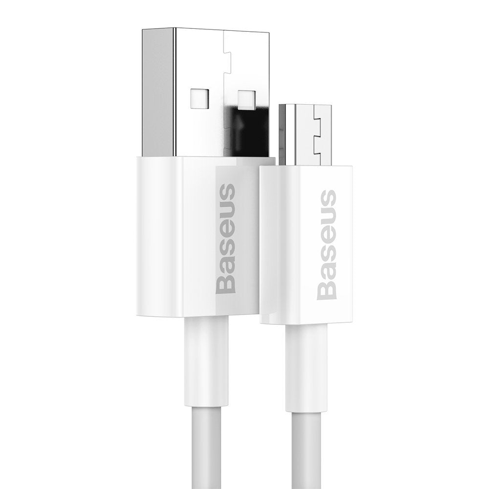 Data- en oplaadkabel USB-A - microUSB Baseus Superior Series, 18W, 1m, Wit CAMYS-02