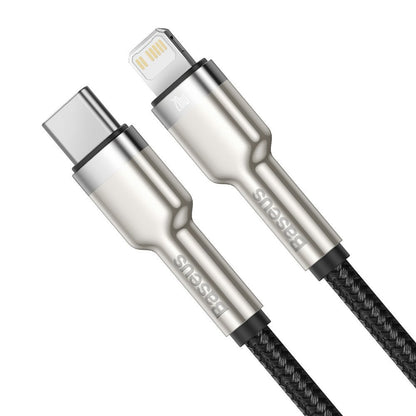 Data- en Oplaadkabel USB-C - Lightning Baseus Cafule Metal Series, 20W, 2m, Zwart CATLJK-B01