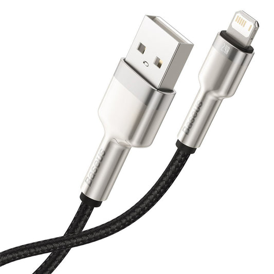 Data- en Oplaadkabel USB-A - Lightning Baseus Cafule Metal Series, 18W, 2m, Zwart CALJK-B01