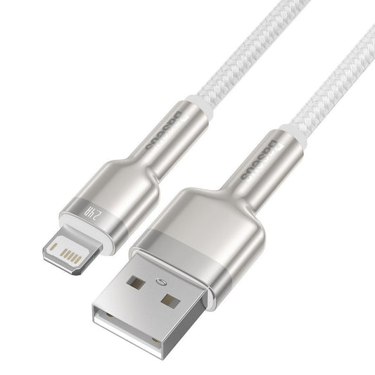 USB-A - Lightning Data en Oplaadkabel Baseus Cafule Metal Series, 18W, 2m, Wit CALJK-B02