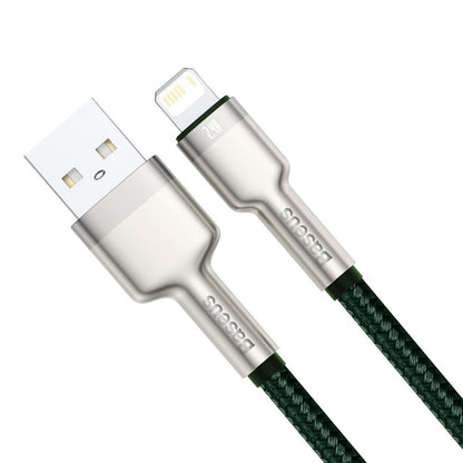USB-A - Lightning Data en Oplaadkabel Baseus Cafule Metal Series, 18W, 2m, Groen CALJK-B06