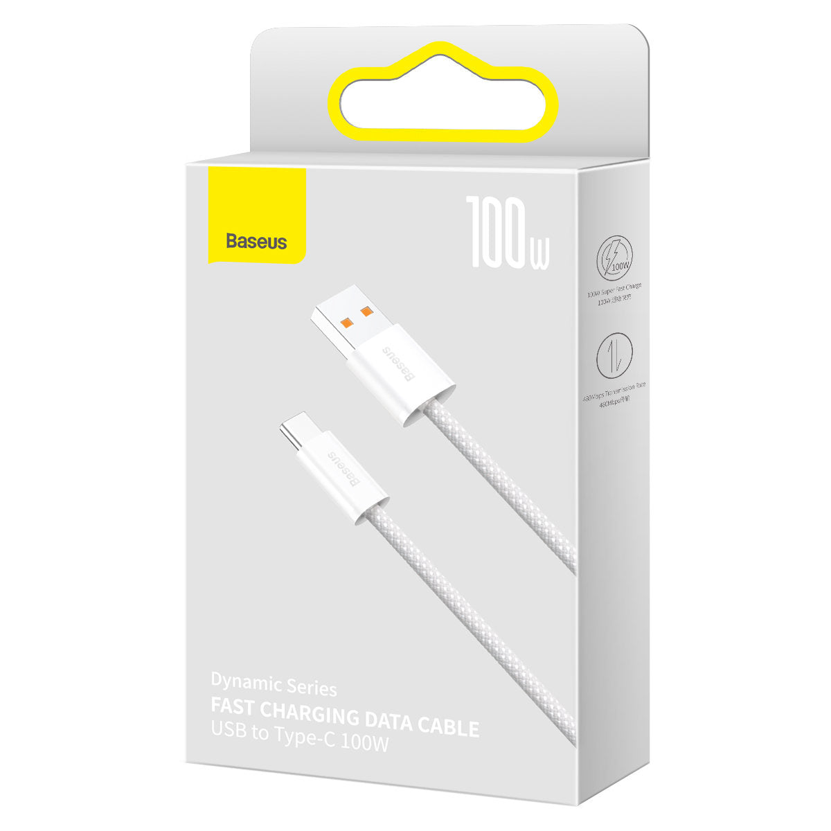 USB-A to USB-C Data and Charging Cable Baseus Dynamic Series, 100W, 1m, White CALD000602