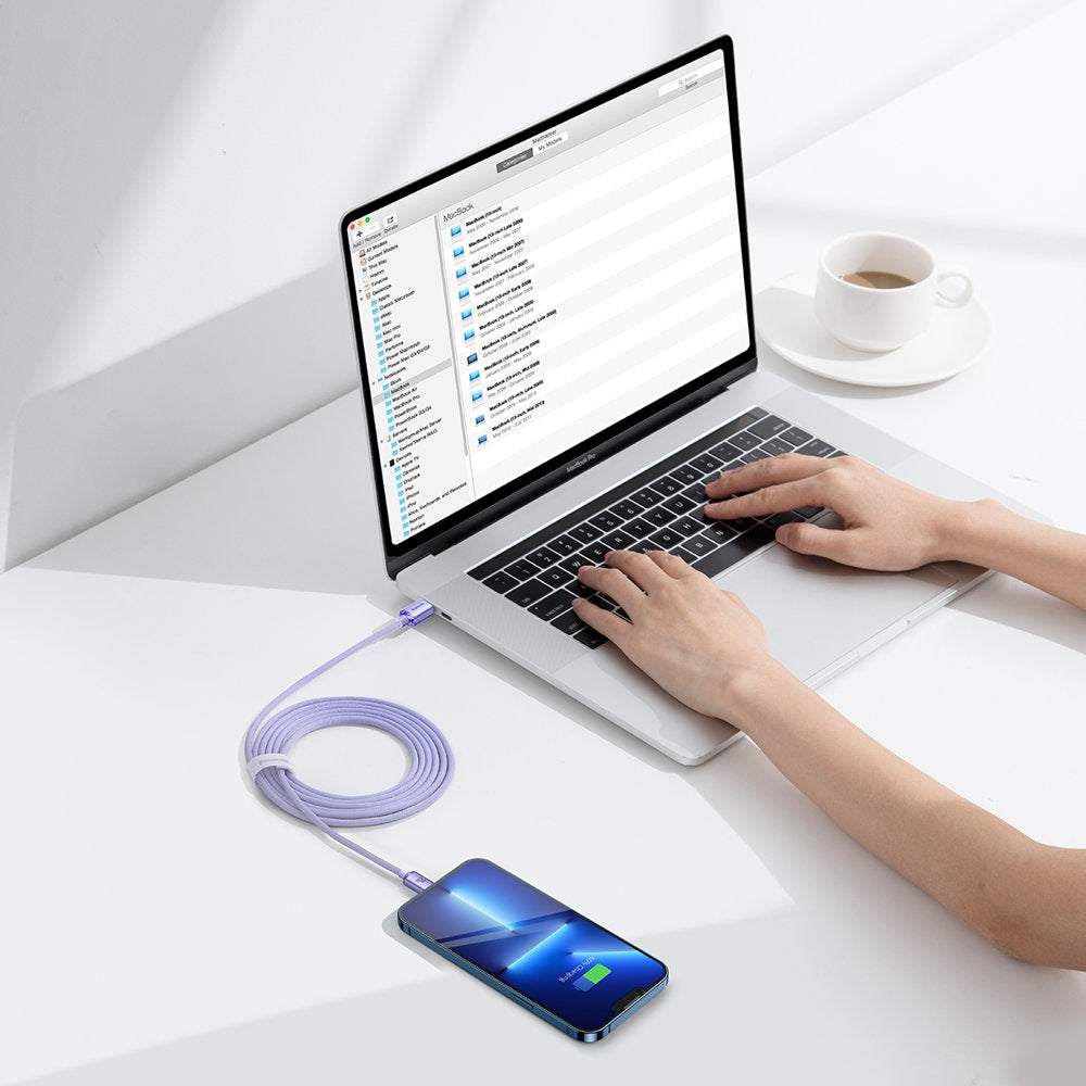 USB-C - Lightning Data- en Oplaadkabel Baseus Crystal Shine Series, 20W, 2m, Paars CAJY000305