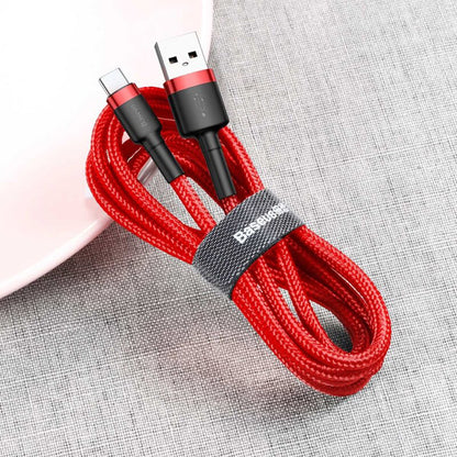 USB-A - USB-C Data and Charging Cable Baseus Coffee, 18W, 2m, Red CATKLF-C09