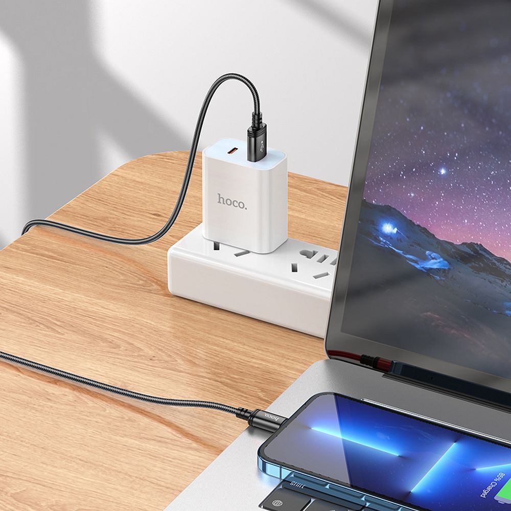 Data- en Oplaadkabel USB-A - Lightning HOCO X89, 18W, 2m, Zwart