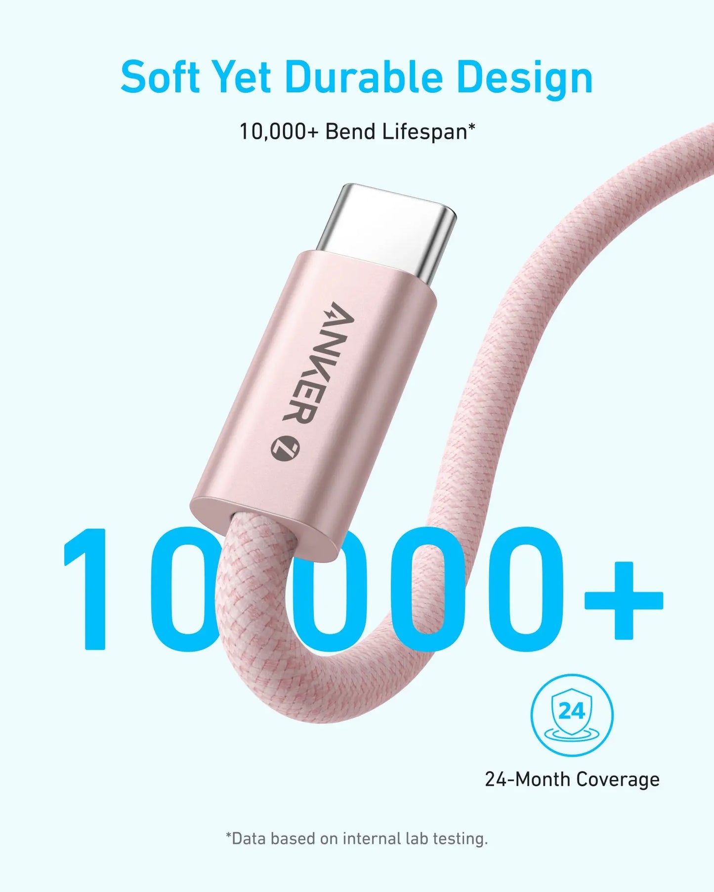 USB-C Data- en Oplaadkabel - USB-C Anker Zolo, 240W, 1m, Zwart A8060H11