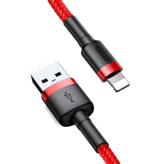 USB-A - Lightning Baseus Cafule Data- en Oplaadkabel, 18W, 0.5m, Rood CALKLF-A09