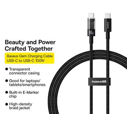 USB-C Data and Charging Cable - USB-C Baseus Gem, 100W, 2m, Black P10373000111-01