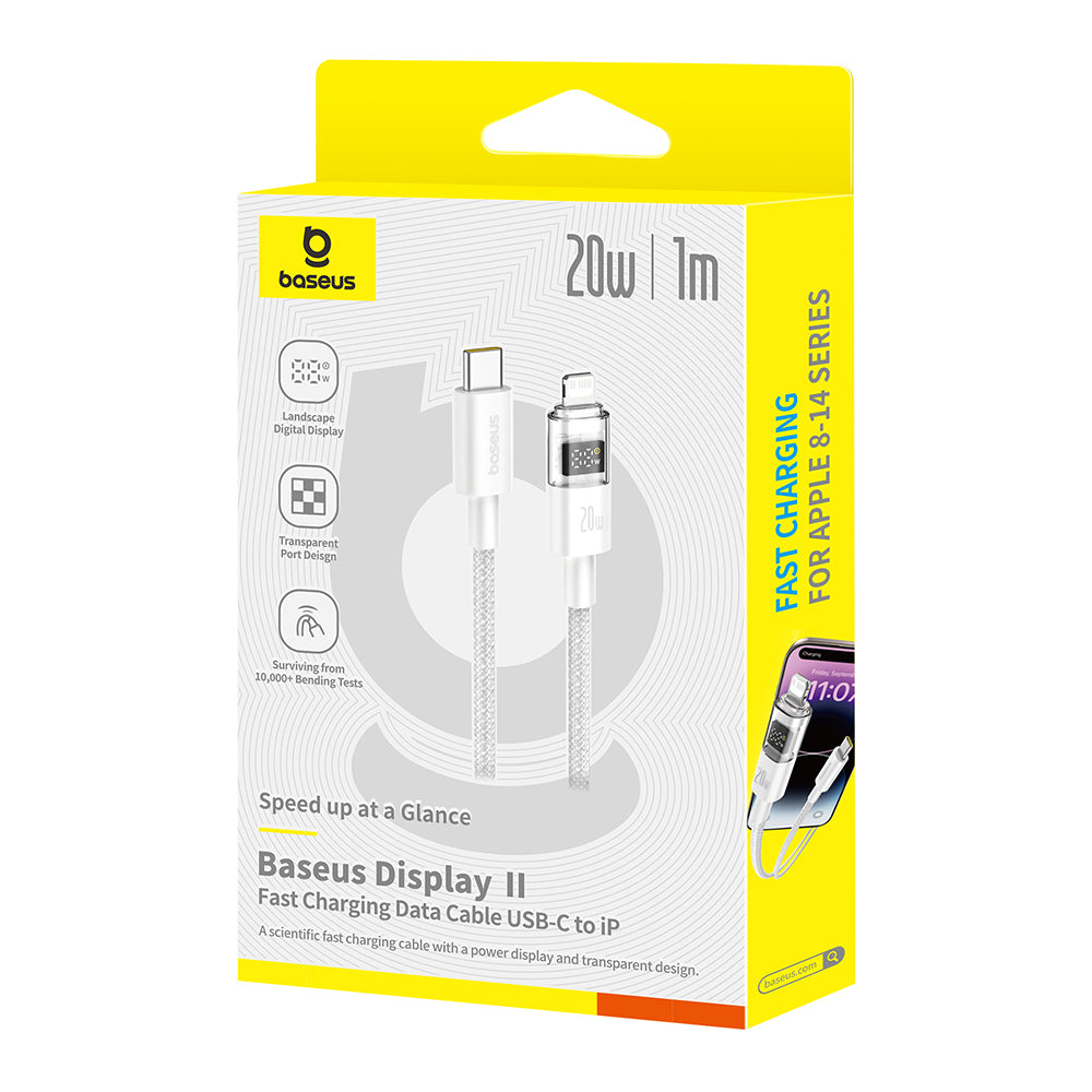USB-C - USB-C Baseus Display 2 Data- en Oplaadkabel, 100W, 1m, Wit P10382702211-00