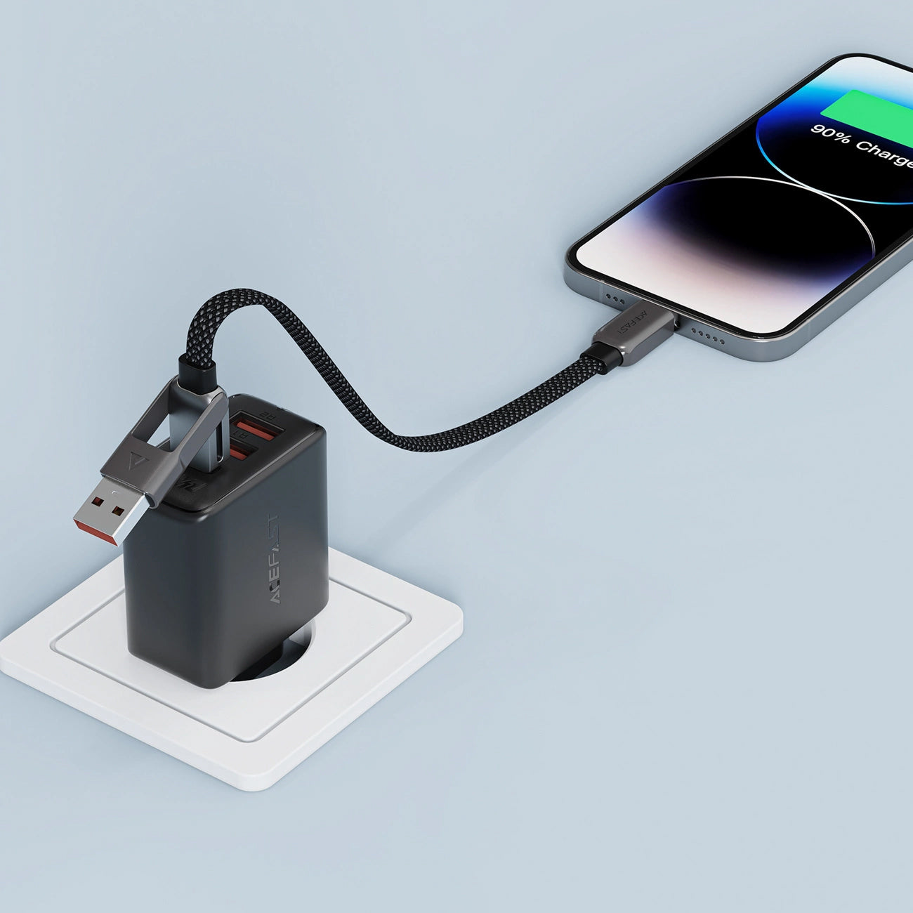 USB-C - USB-A / USB-C Acefast C13-05 Data- en Oplaadkabel, 60W, 0.2m, Zwart