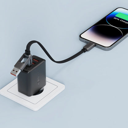 USB-C - USB-A / USB-C Acefast C13-05 Data- en Oplaadkabel, 60W, 0.2m, Zwart